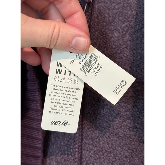 Aerie Womens Plum Purple Fleece Hooded Open Front Wrap Cardigan XS/S NWT - Picture 4 of 7